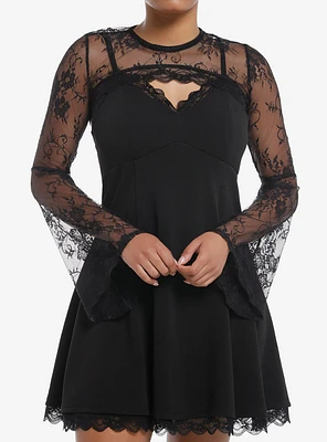 Cosmic Aura Lace Crop Bolero Shrug Twofer Cami Dress