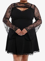 Cosmic Aura Lace Crop Bolero Shrug Twofer Cami Dress Plus