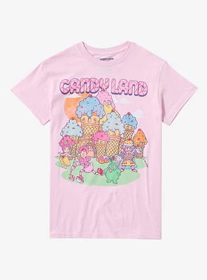 Candy Land Castle Pink Glitter Boyfriend Fit Girls T-Shirt