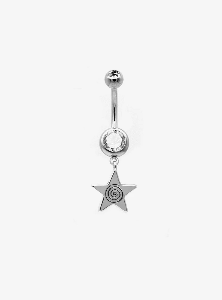 14G Steel Star Swirl Navel Barbell