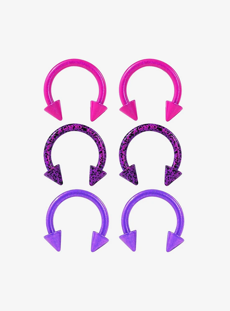 Steel Pink & Purple Circular Barbell 6 Pack