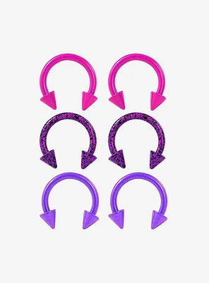 Steel Pink & Purple Circular Barbell 6 Pack