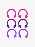 Steel Pink & Purple Circular Barbell 6 Pack