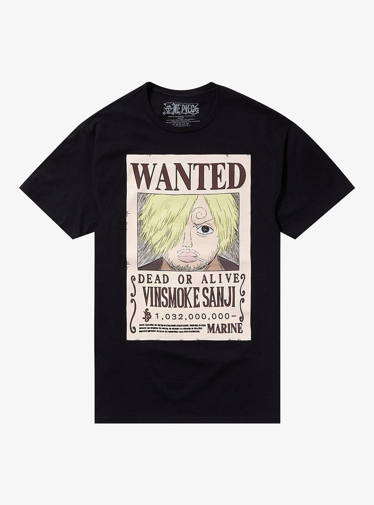 One Piece Sanji Wanted Poster Double-Sided T-Shirt