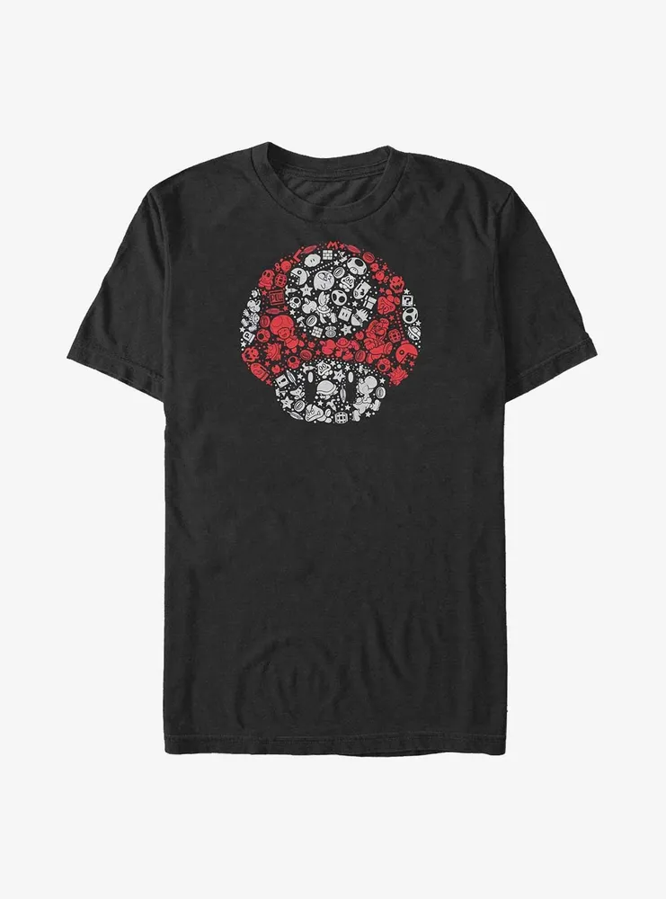 Nintendo Mario Mushroom Pieced Together Big & Tall T-Shirt