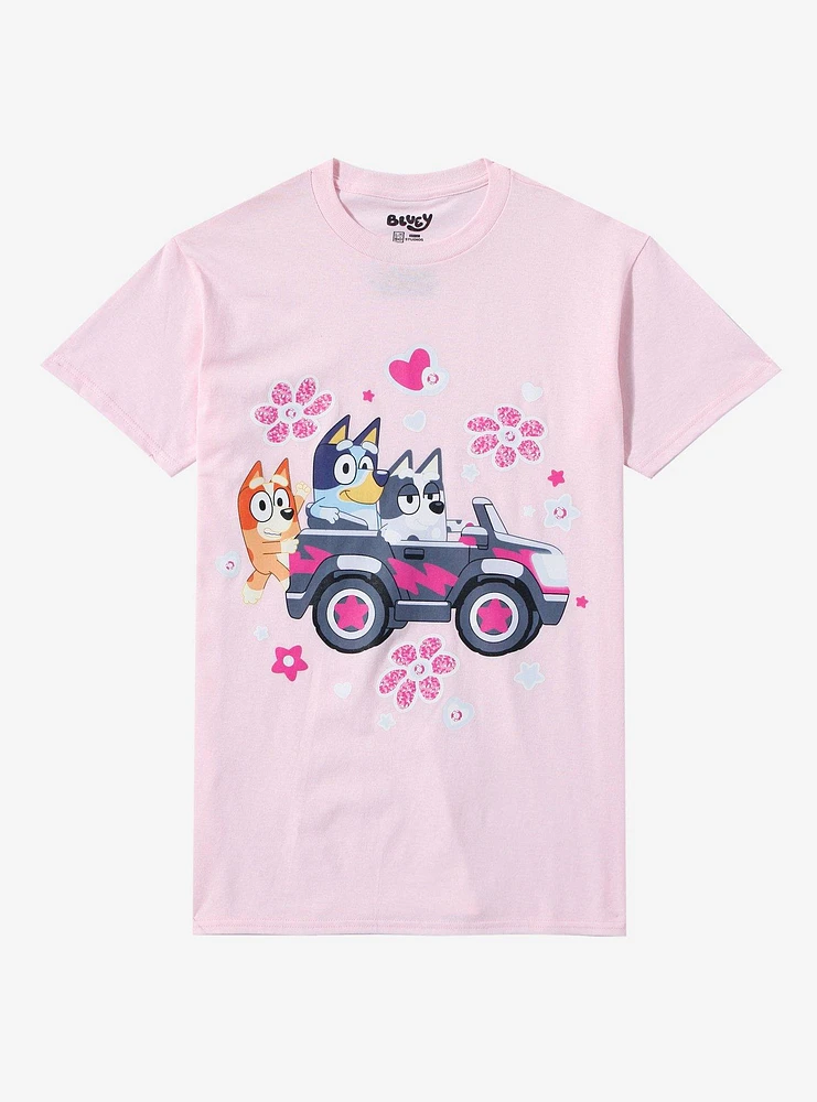 Bluey Muffin's Car Trio Boyfriend Fit Girls T-Shirt