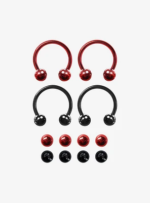 Steel Black & Red Circular Barbell 4 Pack