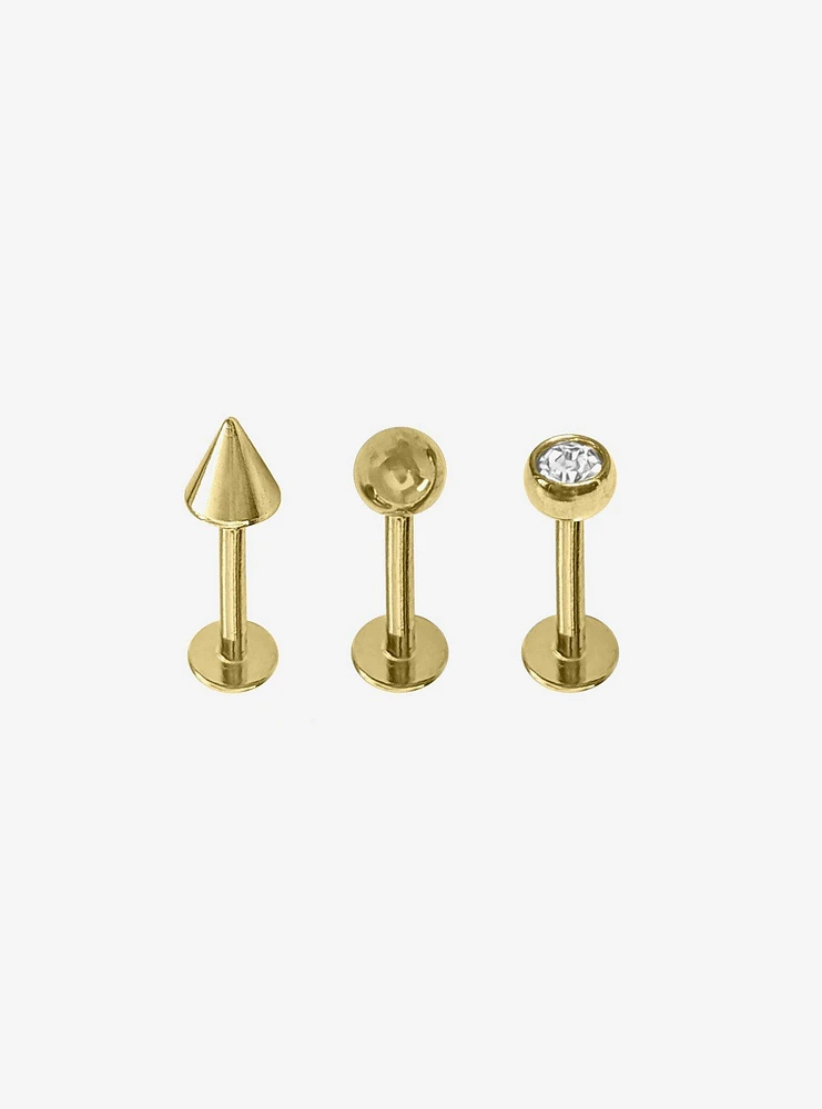 Titanium 14k Gold Labret Stud 3 Pack