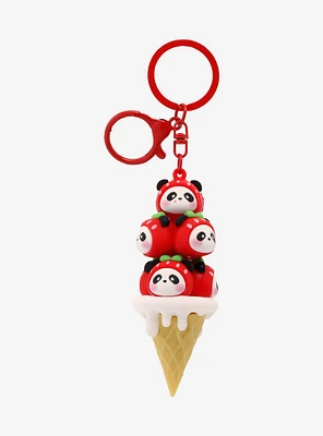 Panda Strawberry Ice Cream Stack Key Chain