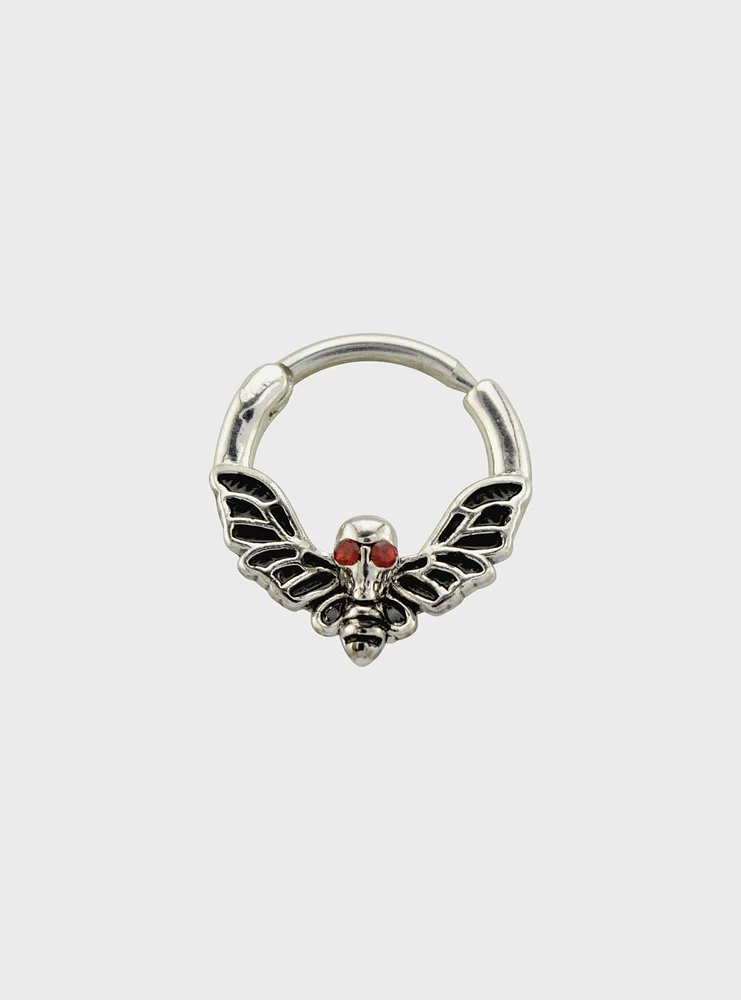 14G Steel Silver Death's-Head Moth Hinged Clicker