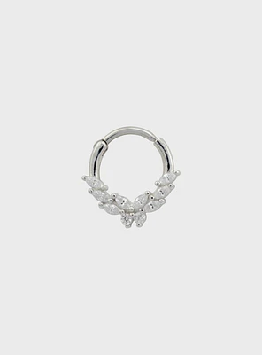 14G Steel Silver CZ Butterfly Hinged Clicker
