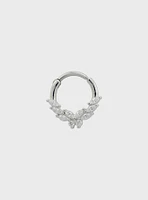 14G Steel Silver CZ Butterfly Hinged Clicker