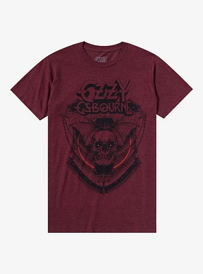 Ozzy Osbourne Winged Skull Burgundy Boyfriend Fit Girls T-Shirt