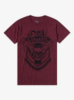 Ozzy Osbourne Winged Skull Burgundy Boyfriend Fit Girls T-Shirt