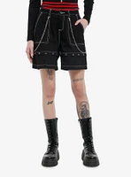 Black Double Chain Girls Carpenter Shorts