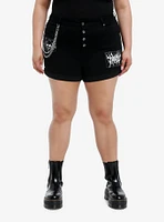 Black Punk Patches Side Chain Shorts Plus