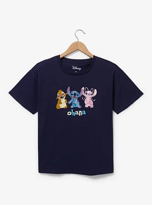 Disney Lilo & Stitch Reuben, Angel, and Ohana Embroidered Women's T-Shirt — BoxLunch Exclusive