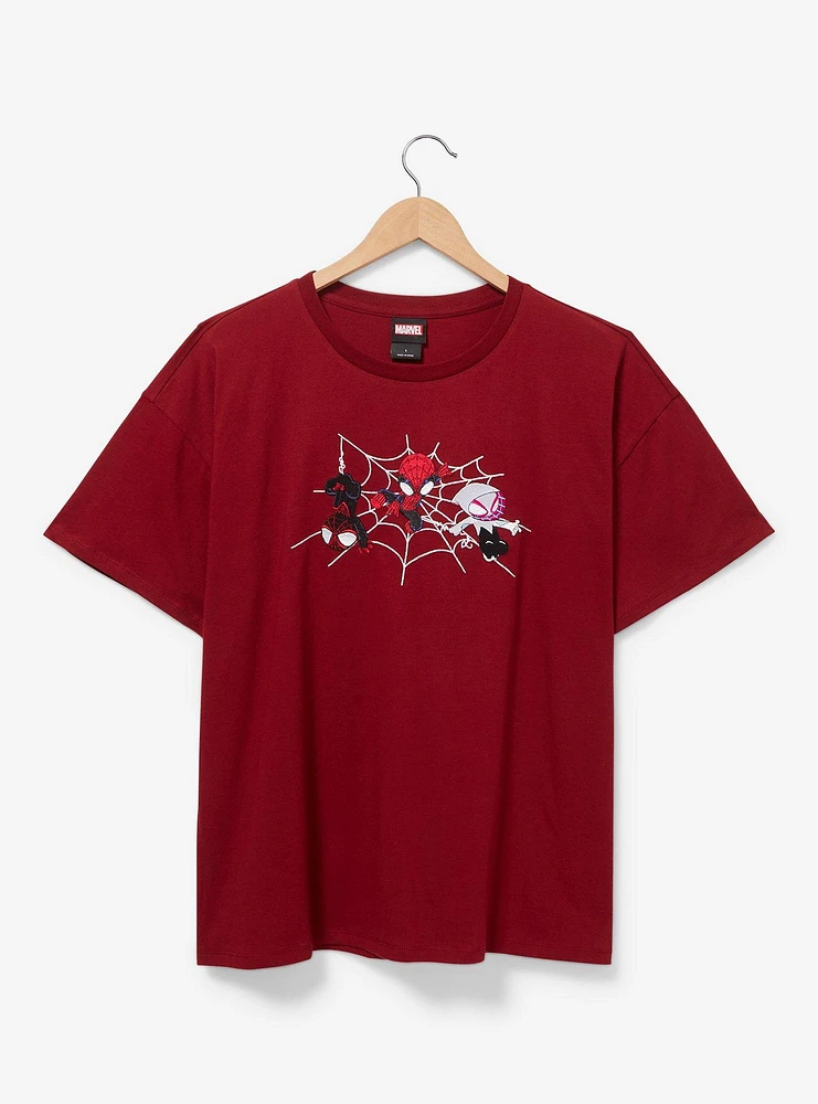 Marvel Spider-Man Embroidered Women's Plus T-Shirt — BoxLunch Exclusive