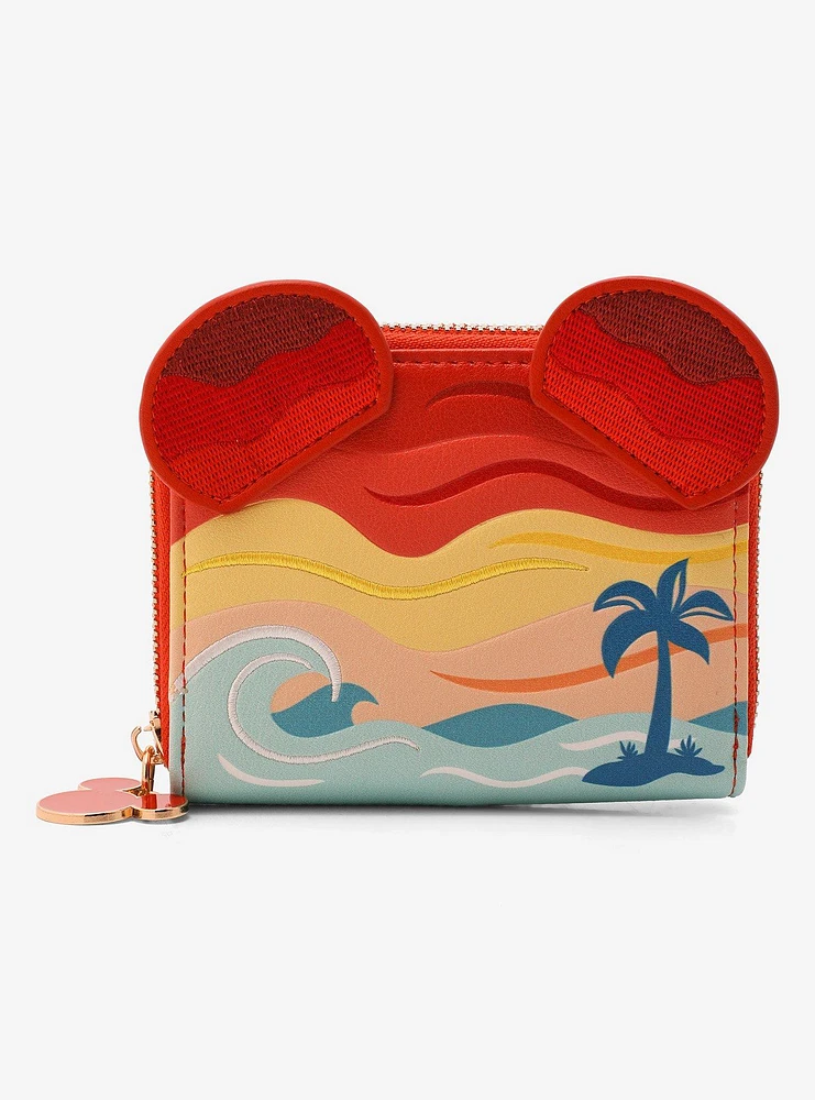 Our Universe Disney Mickey Mouse Sunset Beach Small Zip Wallet - BoxLunch Exclusive