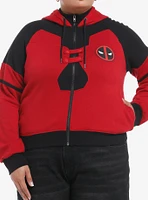 Her Universe Marvel Deadpool & Wolverine Color-Block Girls Crop Hoodie Plus