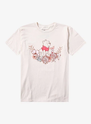 Disney Winnie The Pooh Pastel Floral Boyfriend Fit Girls T-Shirt