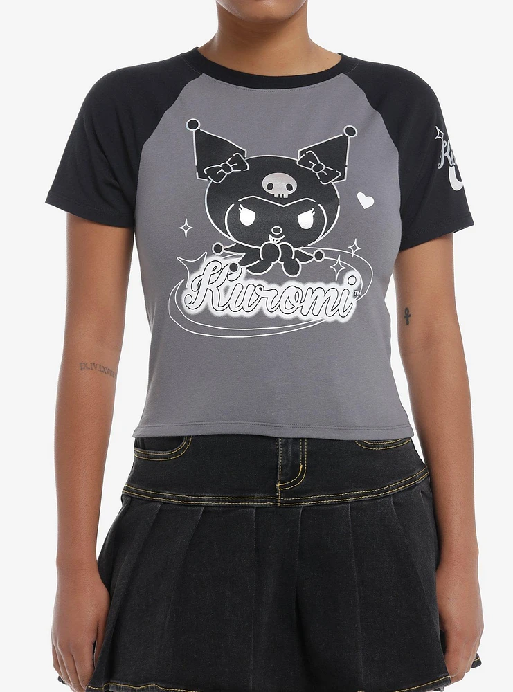 Kuromi Foil Raglan Girls Baby T-Shirt