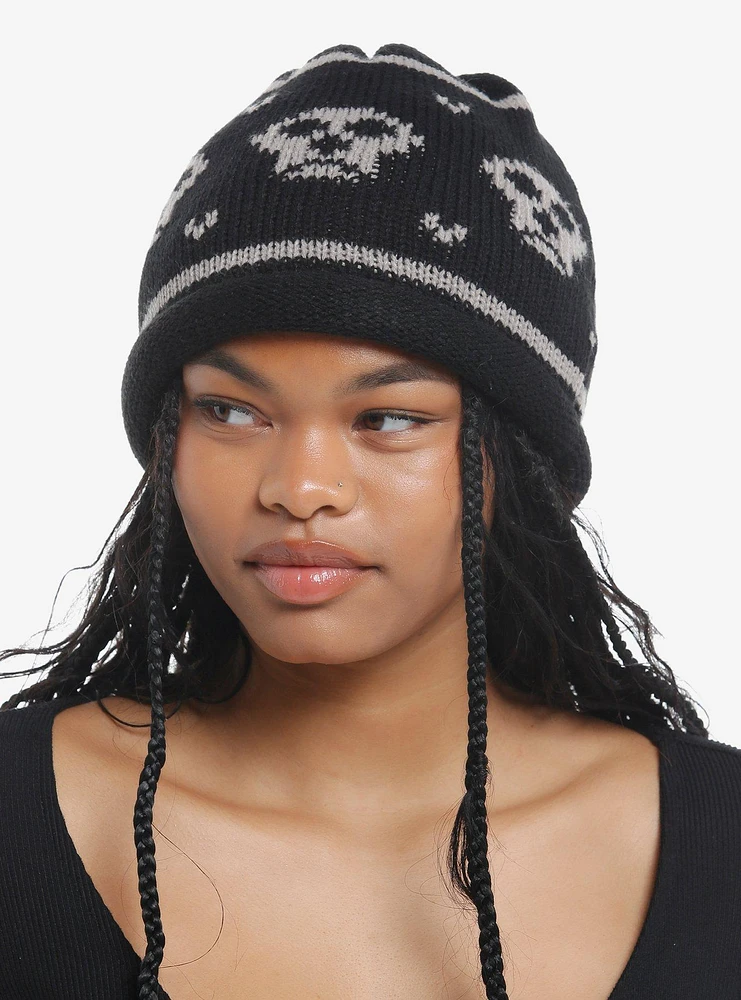 Skull Heart Intarsia Beanie