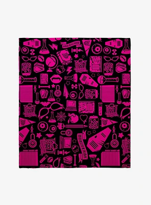 Monster High Pink Icons Throw Blanket