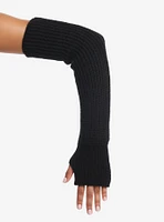 Black Chunky Knit Ribbed Arm Warmers