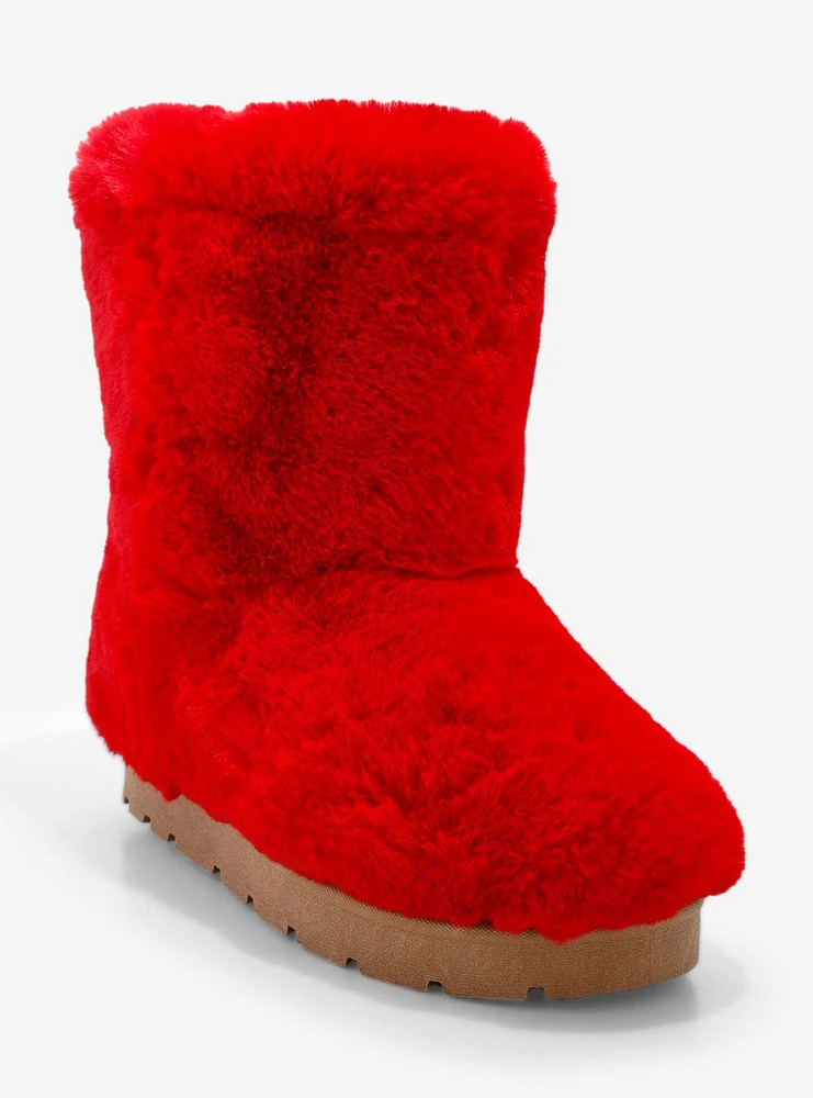 Yoki Red Faux Fur Boots