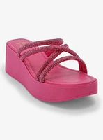 Yoki Pink Rhinestone Platform Sandals