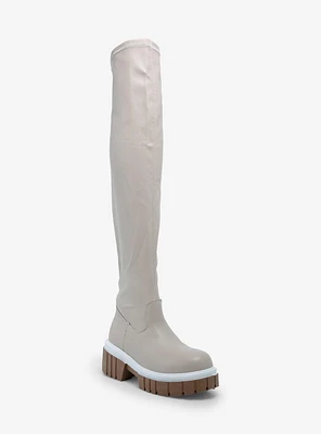 Yoki Bone Thigh-High Chunky Boots
