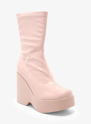 Yoki Blush Pink Patent Boots