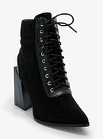 Yoki Black Lace-Up Sock Booties