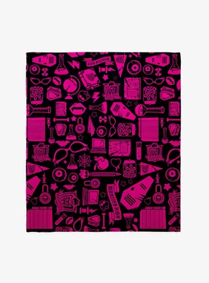 Monster High Pink Icons Throw Blanket