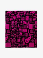 Monster High Pink Icons Throw Blanket