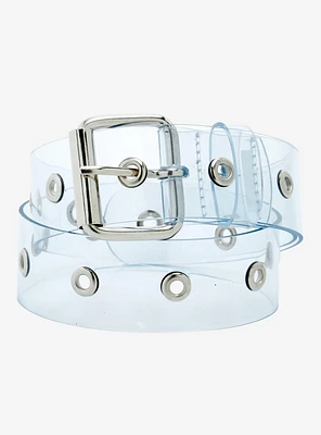 Clear Silver Grommet Belt