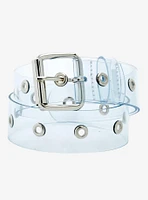 Clear Silver Grommet Belt