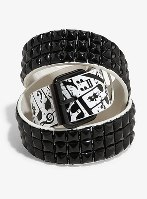 Musical Note Black Pyramid Stud Belt