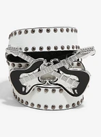 White Stud Guitar Buckle Belt