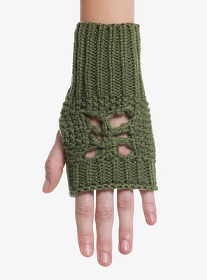 Butterfly Cutout Knit Fingerless Gloves