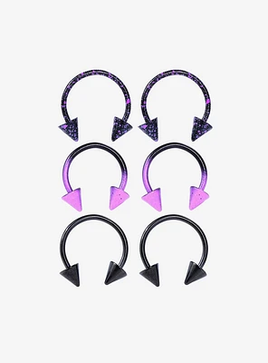 Steel Black & Purple Splatter Circular Barbell 6 Pack