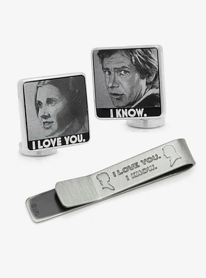 Star Wars "I Love You I Know" Cufflinks and Tie Bar Set