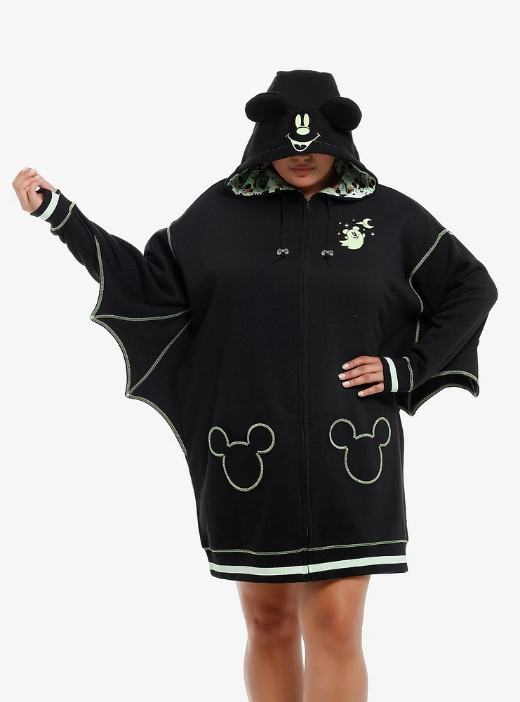 Her Universe Disney Halloween Mickey Mouse Ghost Glow-In-The-Dark Hoodie Dress Plus