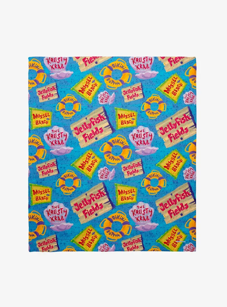 SpongeBob SquarePants Bikini Bottom Signs Throw Blanket