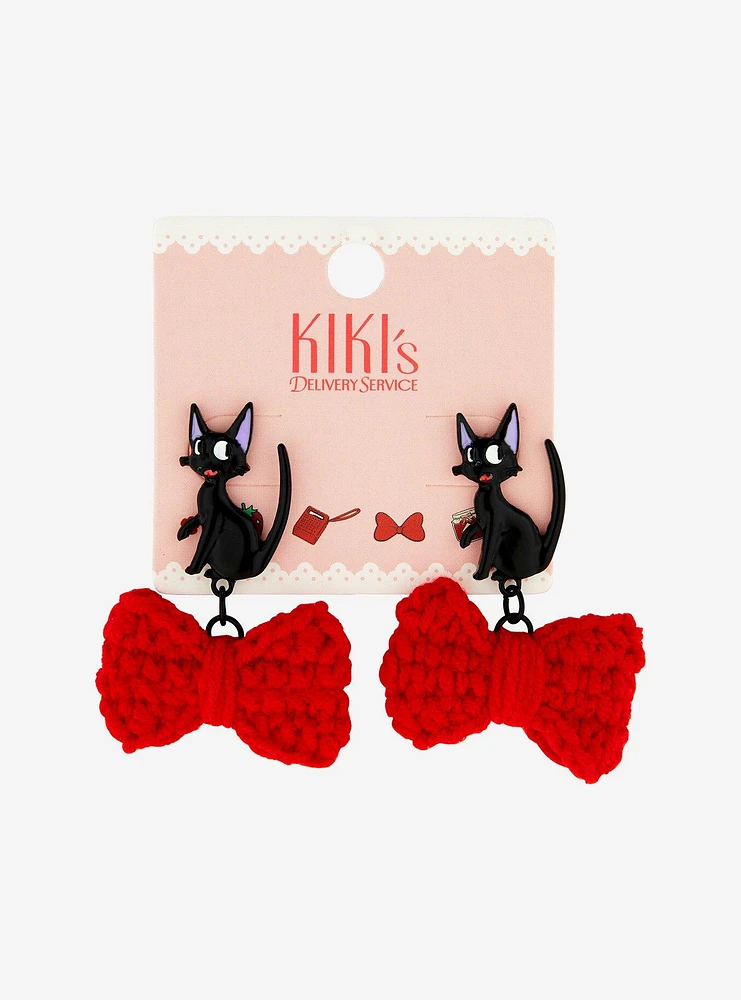 Studio Ghibli Kiki's Delivery Service Jiji Crochet Bow Earrings — BoxLunch Exclusive