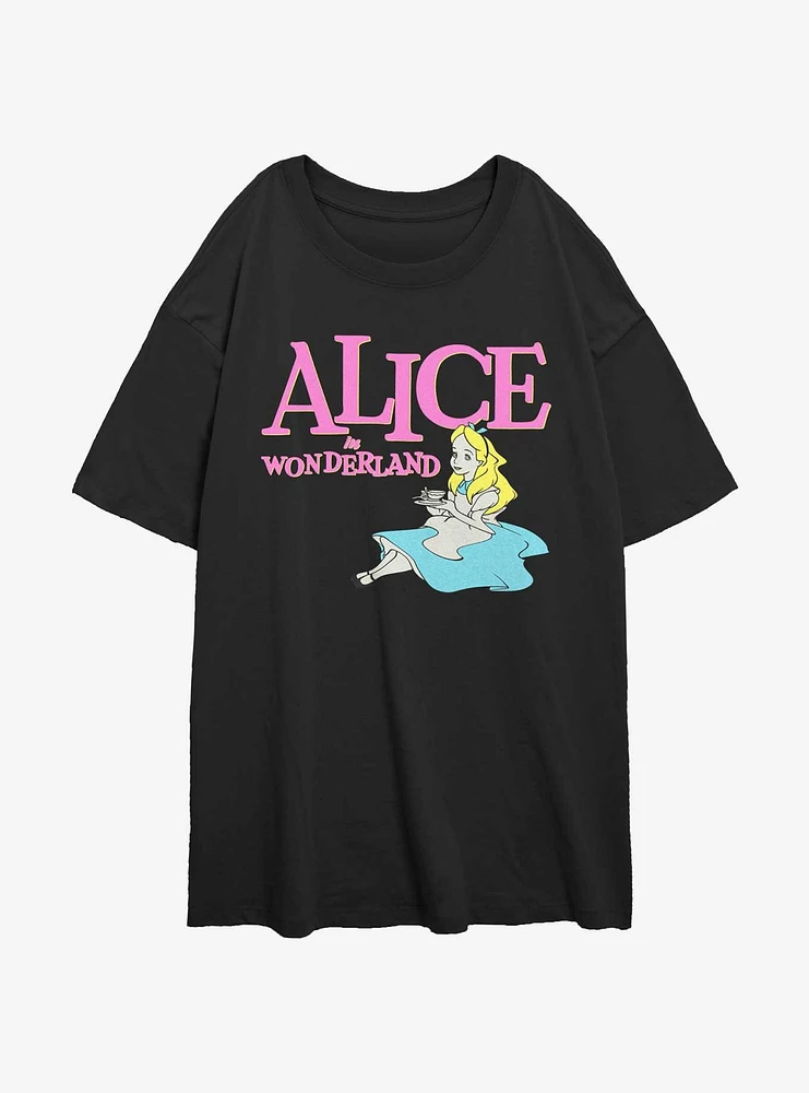 Disney Alice Wonderland Tea Time Girls Oversized T-Shirt
