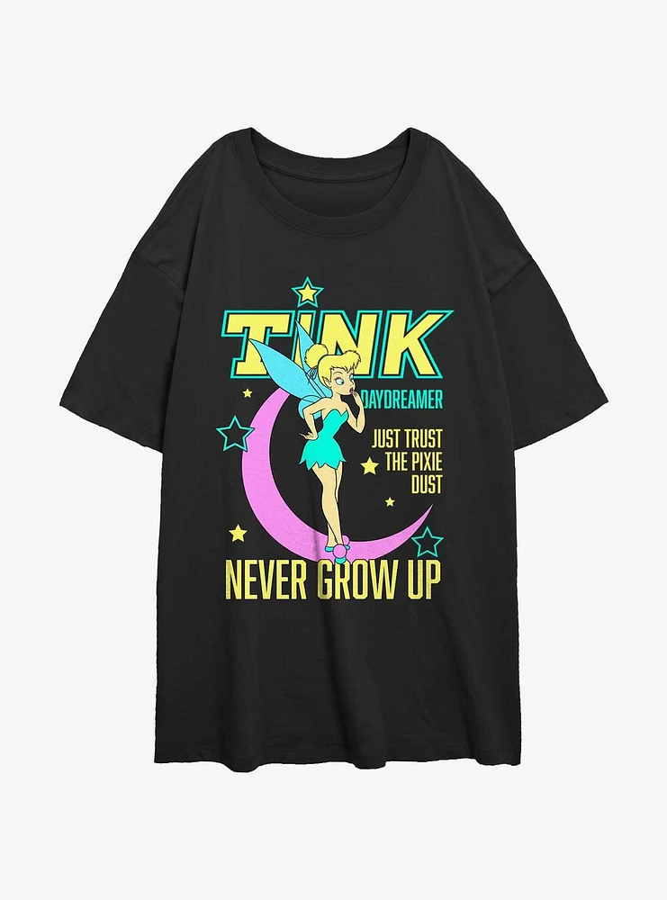 Disney Tinker Bell Daydreamer Never Grow Up Girls Oversized T-Shirt