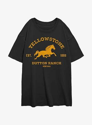 Yellowstone Dutton Ranch Badge Girls Oversized T-Shirt
