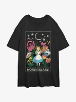 Disney Alice Wonderland Cosmic Flowers Girls Oversized T-Shirt